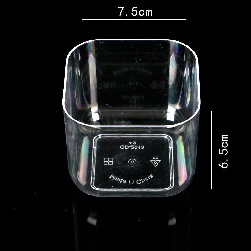 Large Transparent Wood Pulp Disposable Square Cup with Lid for Desserts