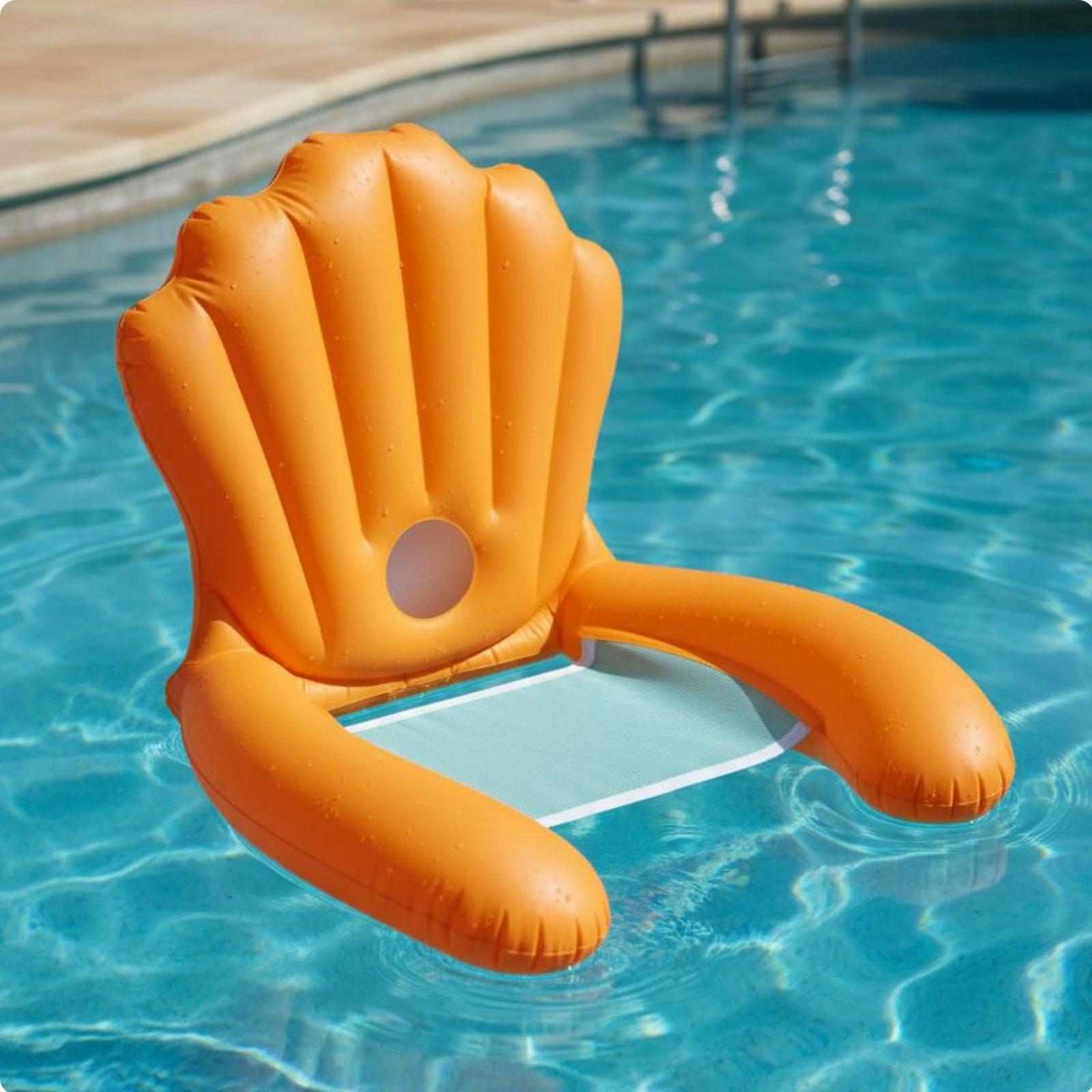 Inflatable Pool Chair Foldable Buoyant Water Suspended Seat Pool Buoyant Lounger Lounger Portable Long-Lasting PVC оранжевый