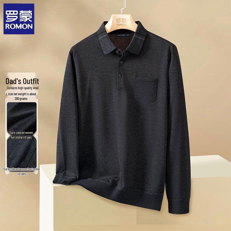 

ROMON Men s Casual Long Sleeve Polo T-Shirt 3XL