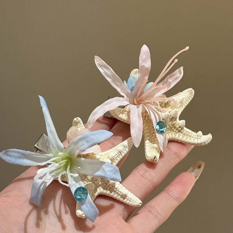 Diamond-encrusted Flower Starfish Side Hairpin Fashionable Small Fresh Duckbill Clip Niche Versatile High-end Hair Accessories Women