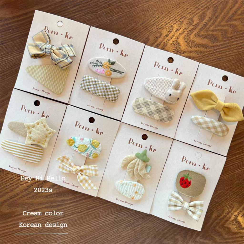 Plaid & Solid Color Korean Hair Bows - Girls' BB Clips and Hairpins