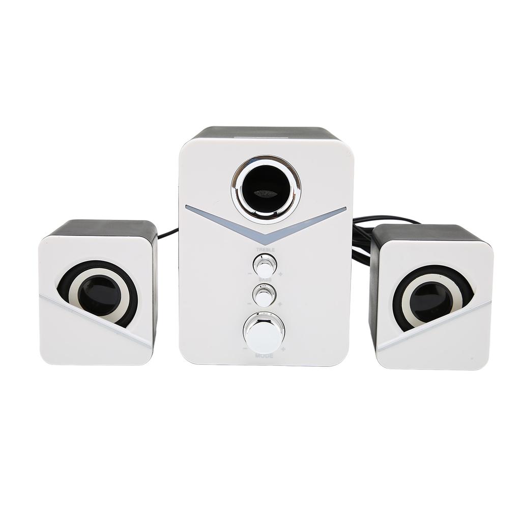 D‑221 Bluetooth Computer Speaker Deep Bass 2.1 Channel Mini Desktop Speaker for Wedding Party White