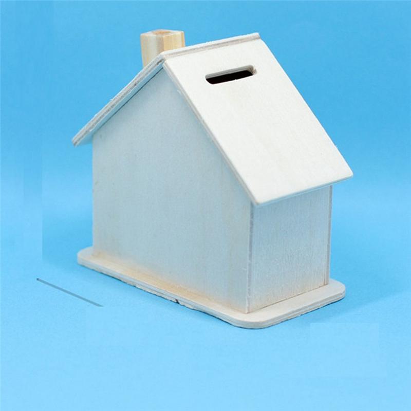 AD23-DIY Wooden Piggy Bank Children's House Piggy Bank Decoration Assembly Craft Kit Unfinished Blank Piggy Bank Birthdaygift