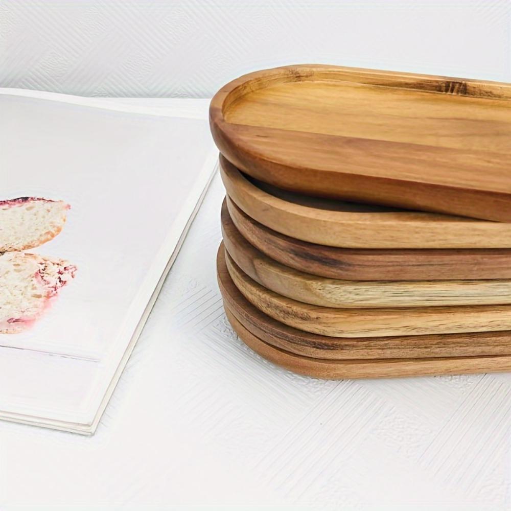 1pc Acacia Wood Serving Tray - Perfect for Serving Variety of Dishes