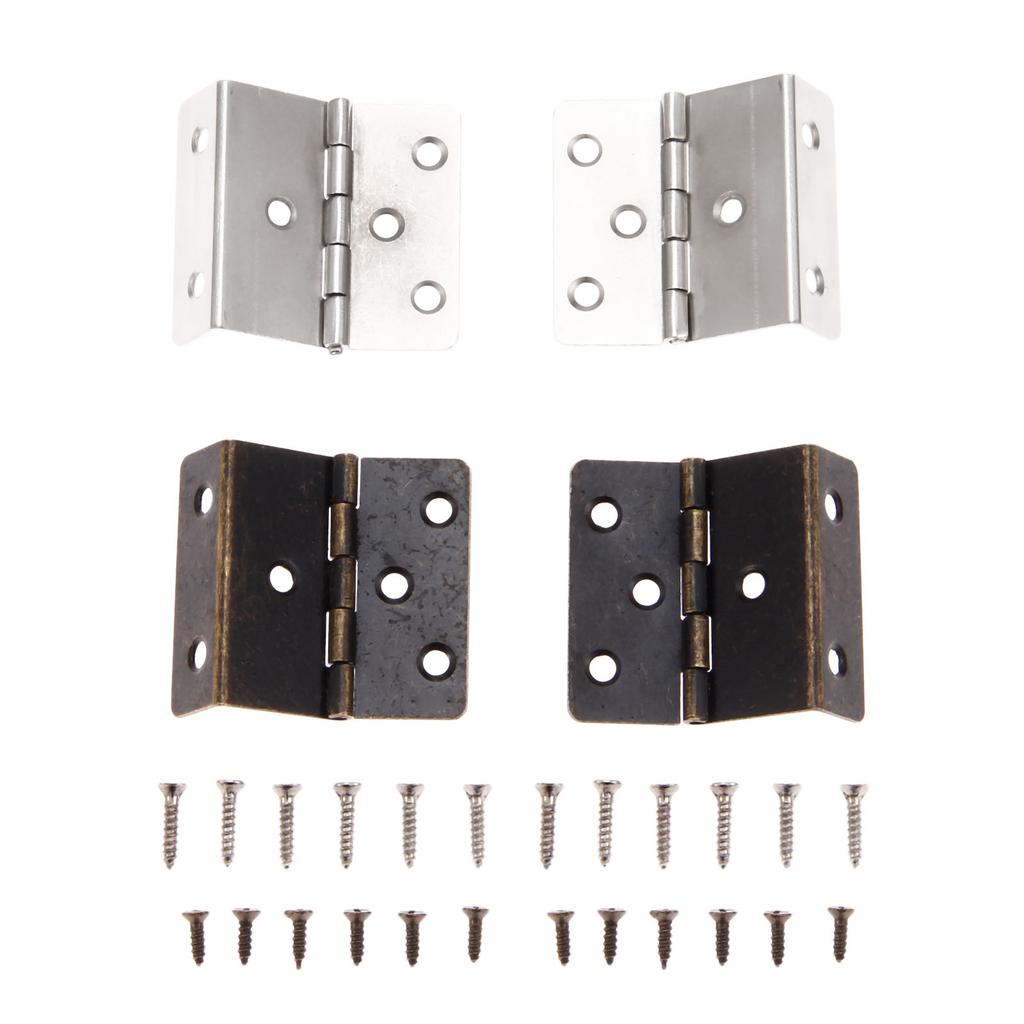 2Pcs Decorative Box Hing with Screw Three Folding Hinge Hardware for Door/Cabinet/Furniture/Vintage Jewelry Chest Bronze/silver