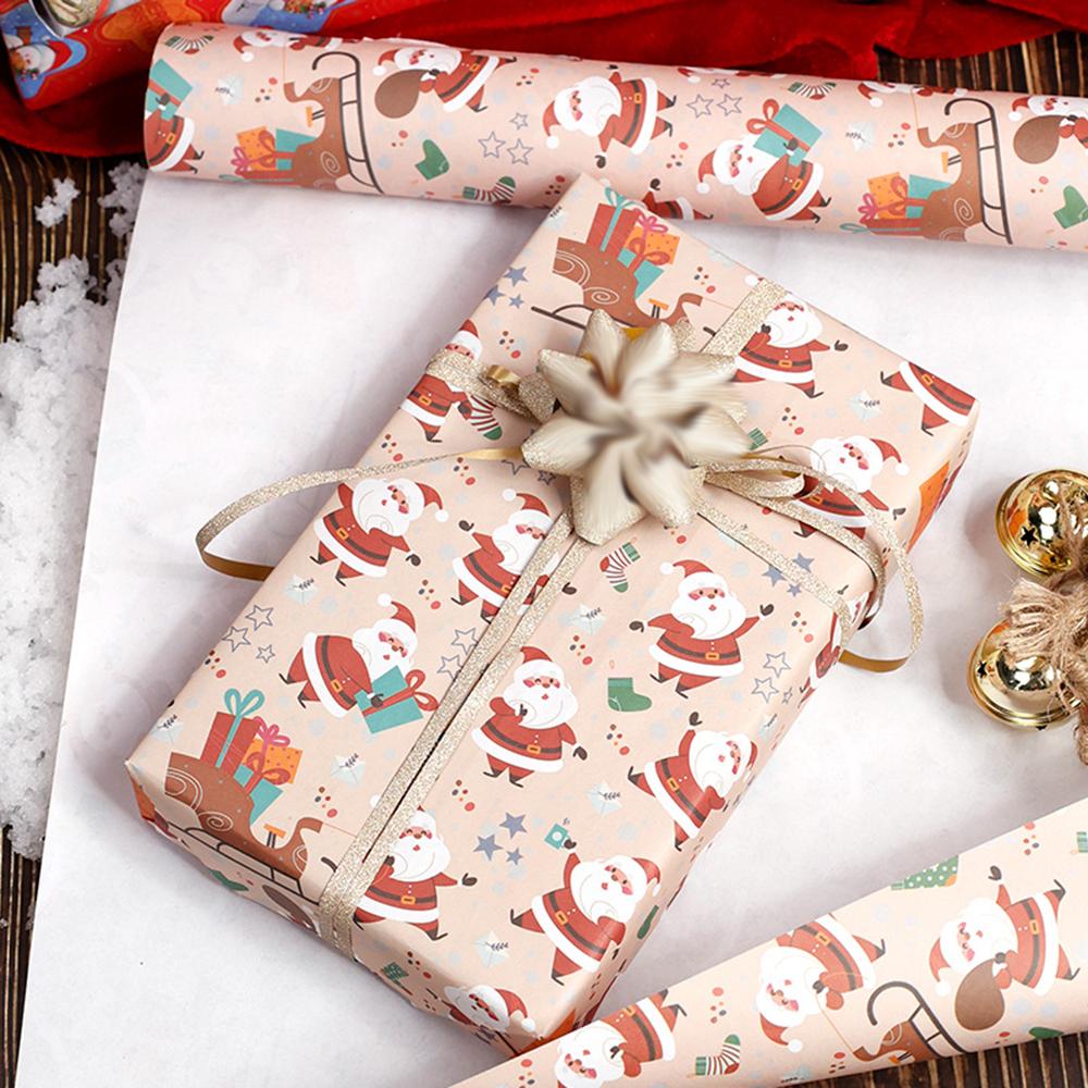 1Sheet Christmas Wrapping Paper Vintage Truck Snowman Santa Bells Pattern Xmas Gift Wrapping Paper New Year Party Gift Pack