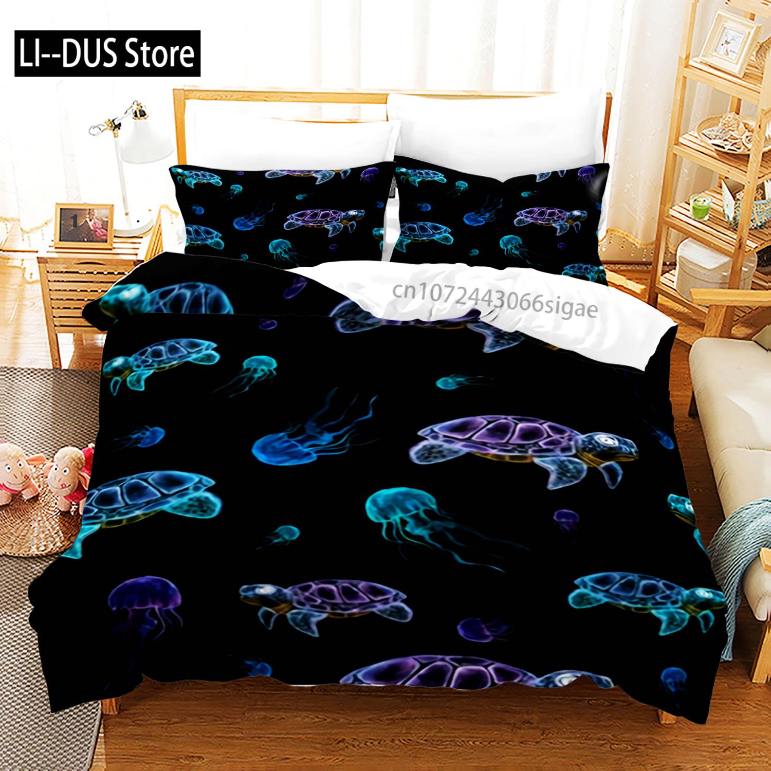 

Comforter Ocean S Blue Sea Turtle Comforter Set Nautical Bedding Set For Kids Boys Girls Sea Dreamcatcher Animal Bedroom Comforter (quilt)-EU Single(135*200cm)3pcs
