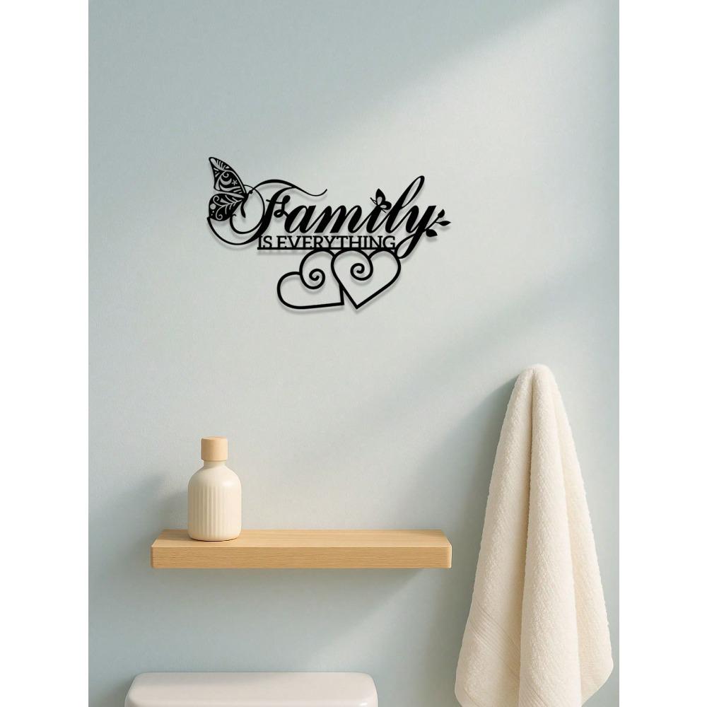 Black Metal Family Wall Art Elegant Home Decor Gift for Living Room