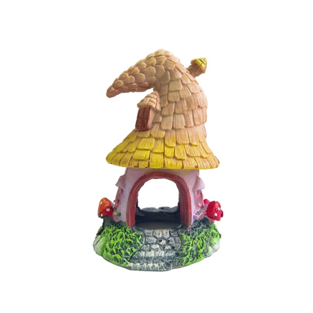 Decoration Fairy Tale Mushroom Elf House, Hidden Cave for Fish and Shrimp, Underwater World Ornament, Safe Shelter