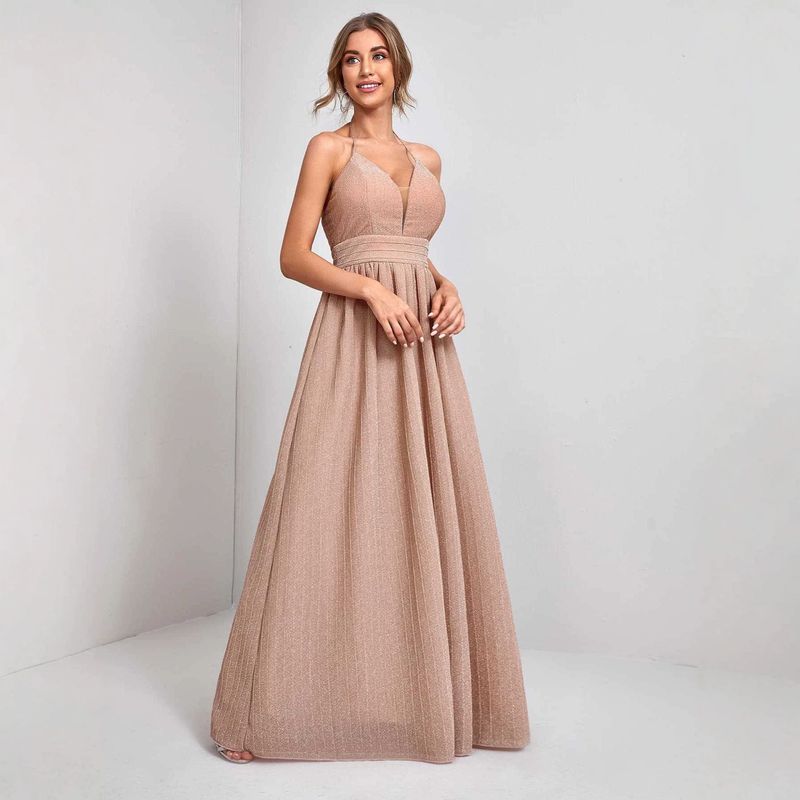 Foreign Trade Long Dress with Straps, New Sexy Evening Dress for Birthday Parties, Slim-Fit Party Dress