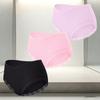 FINETOO 3Pcs/Set Women's Cotton Patchwork Lace Underwear Solid Color High Rise Ribbed Underpants Soft Breathable Panties Female Lingerie
