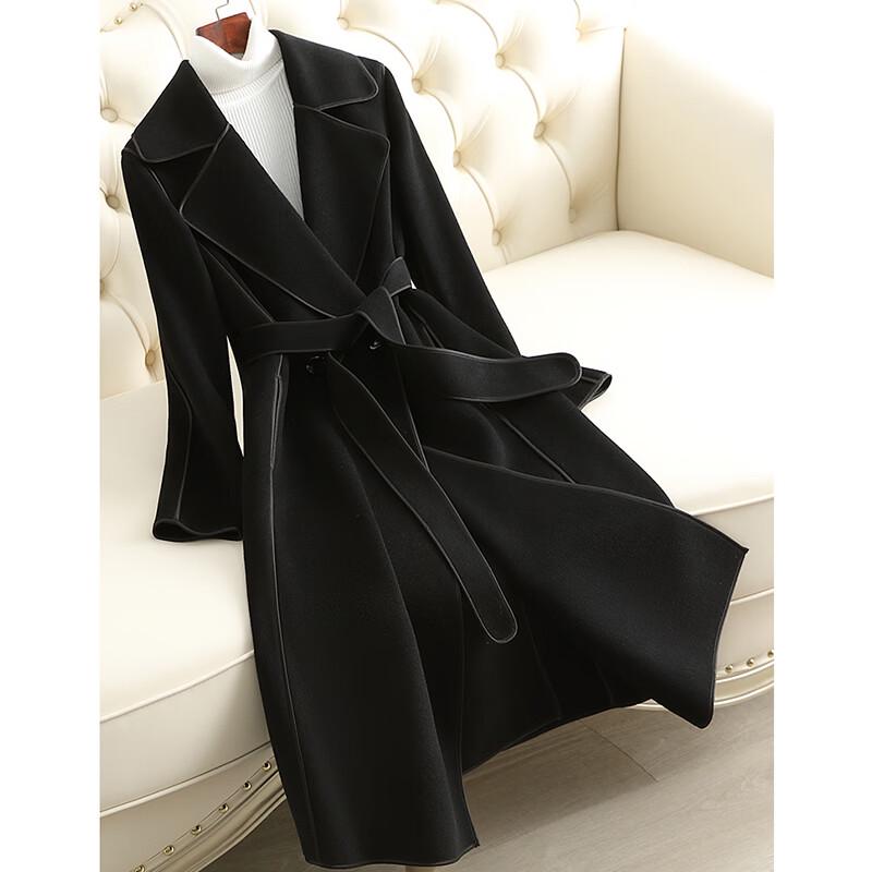 KAISER Women's 100% Double-Faced Wool Long Trench Coat