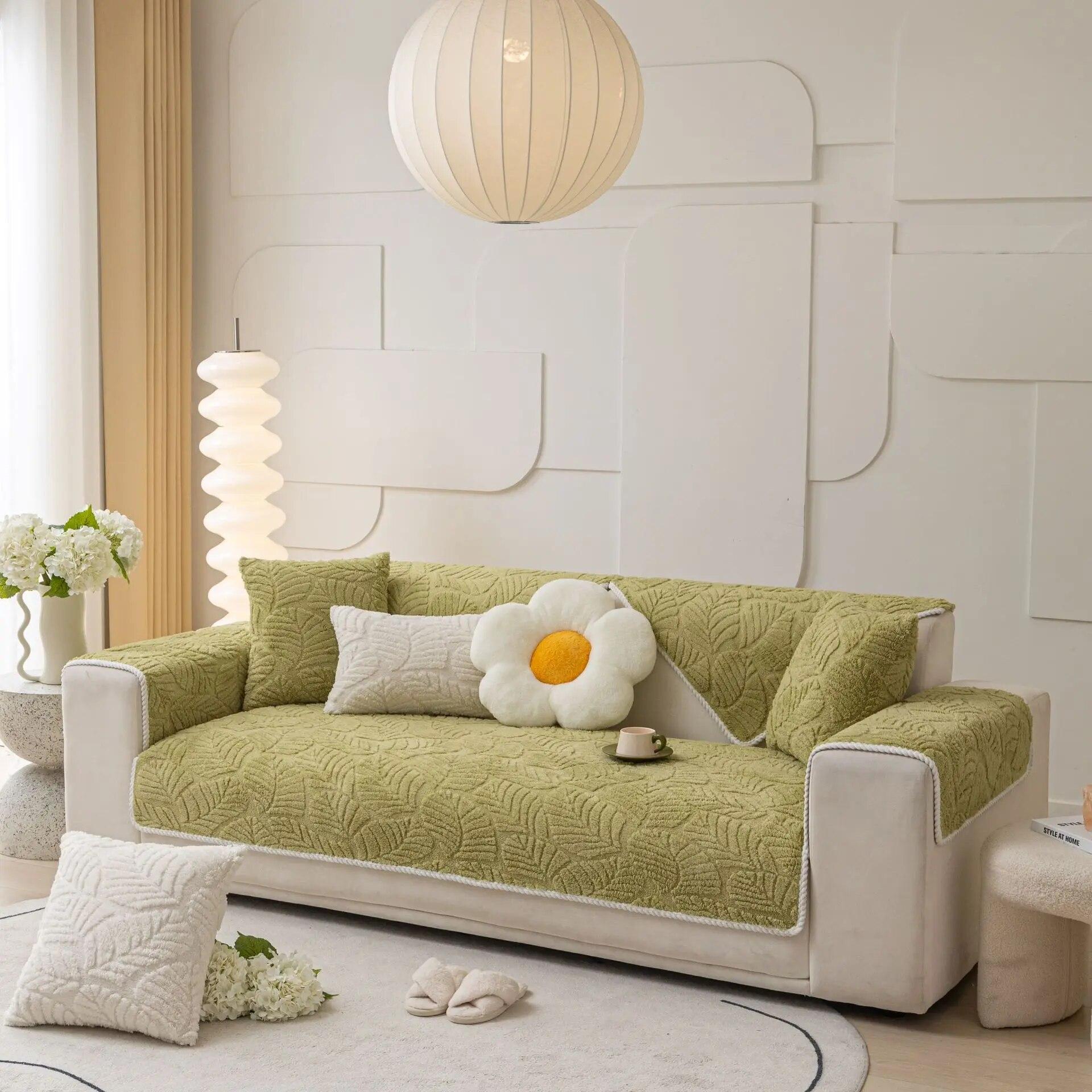 

Modern Shu kadife kanepe kılıfı oturma odası yaprak jakarlı kanepe havlu kaymaz düz renk kanepe koruyucu Чехлы çıkarılabilir 70x70cm 1pcs