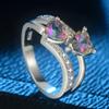 Popular Color Double Heart-Shaped Colorful Zircon Ring, Platform Jewelry.