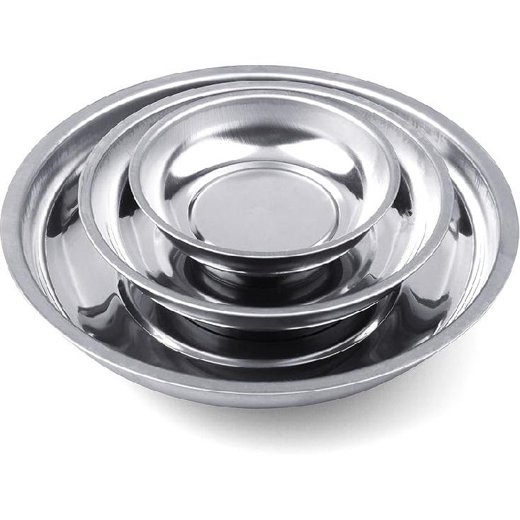 HORUSDY Magnetic Tray | 3-Piece | Round Magnetic Parts Tray | 3 Inch 4 Inch 6 Inch Magnetic Tray For Mechanic'S | Stainless Steel