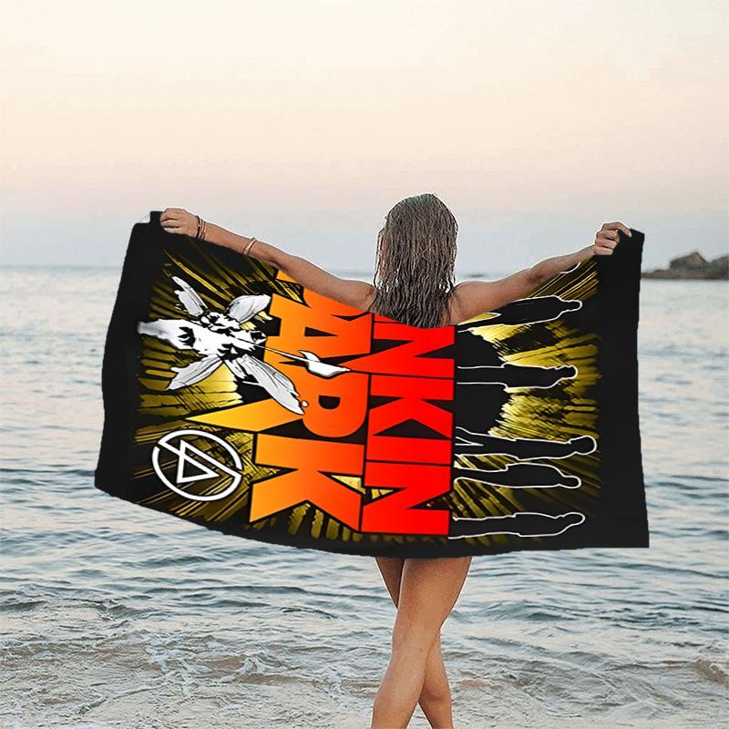 1pc Linkin Park1 Beach Towel, Beach and Seaside Swimming Pool Equipment, Fashion Pattern, Rectangular, Travel Essentials