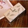 Women's Wallet PU Hollow Leaf Zipper Long Handbag  Fashion Multifunctional  Money Bag Coin Purse