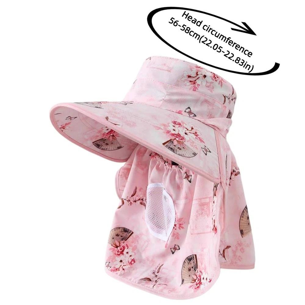 Breathable Face Mask Sun Hat Wide Brim Fisherman's Hat Trendy Tea Picking Work Hat  Summer Outdoor