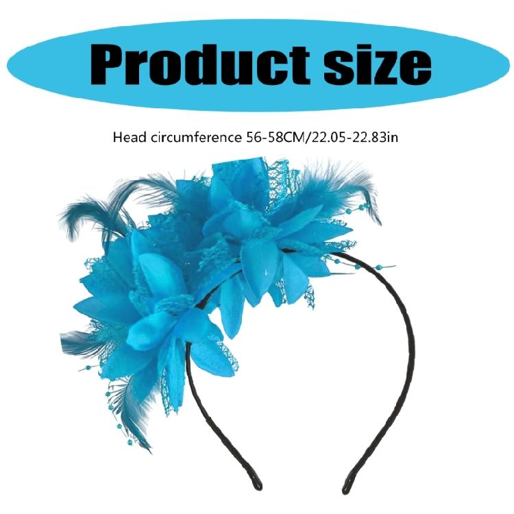 Luxurious Soft Feathered Hairpiece Flower Headwear Adjustable Headband for Halloween Festival Costume Coplay Party