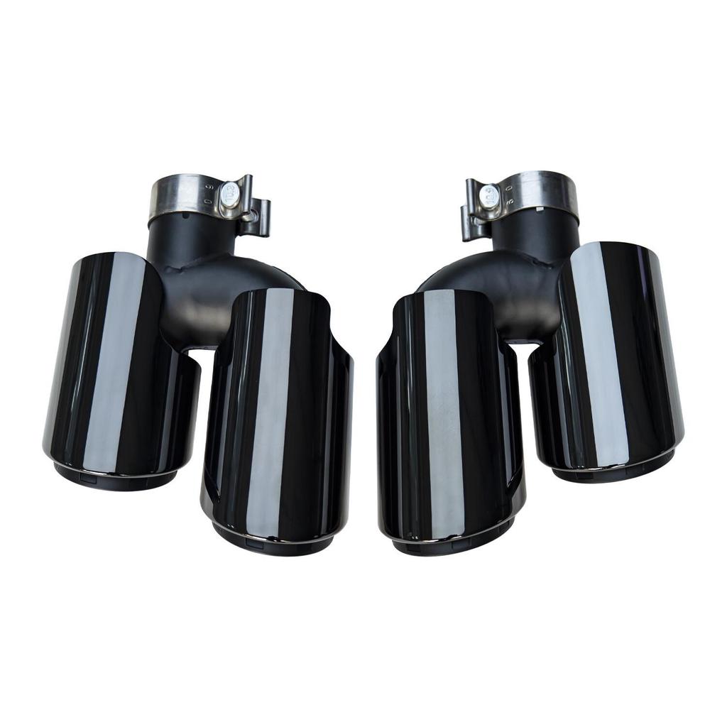 Fits 2014-2018 Porsche Macan Base 2.0 Black Triple-Layer Exhaust Muffler Tailpipe.