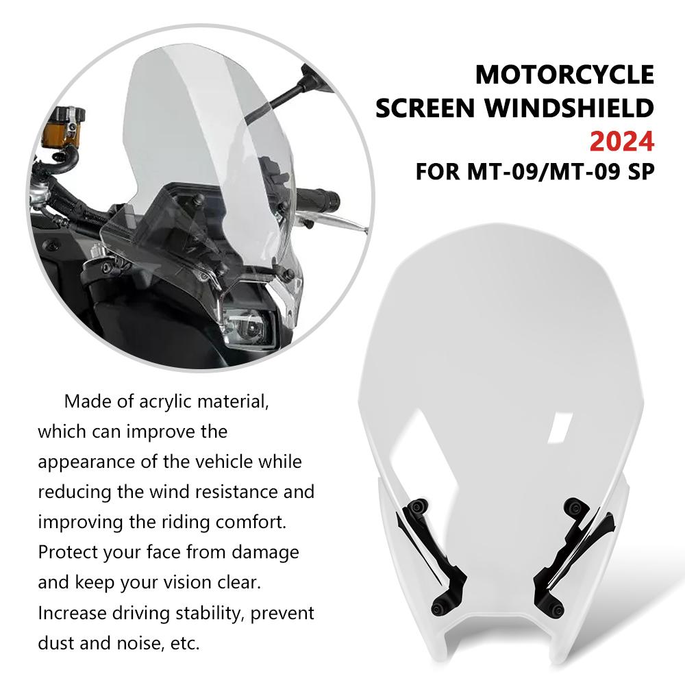 For MT-09 2024 2025 MT09 SP 2024 2025 Motorcycle Windshield Visor Deflector Fairing Cover Heightening WindScreen Spoiler