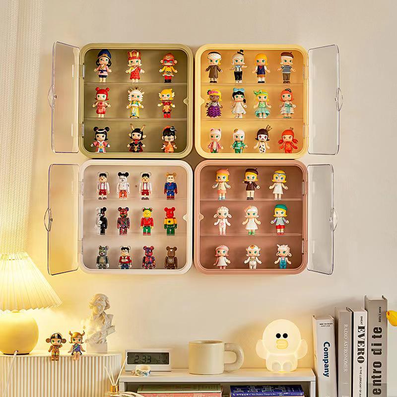 Large Capacity Transparent Wall-Mounted Figurine Display Rack with Dustproof Storage