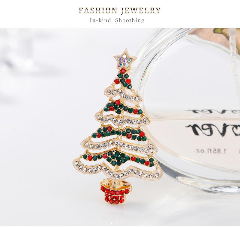 Women Christmas Tree Brooch Crystal Inlaid Breastpin Top Decoration Jewelry for Ladies