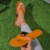 2025 Summer New Minimalist Flip-flops Shoes Women's Flat-bottomed Leisure Vacation Seaside Beach Pinch Cold Slippers