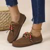 2025 Women Loafers Round Toe Lace-up String Bead Shoes Leisure Spring Autumn Sneakers Woman Retro Style Plus Size Shoes Women