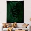 "Black Snake On Green Ornate Background" Patterned Tapestry Decorative Wall Hanging, Home Bedroom Living Room Decor