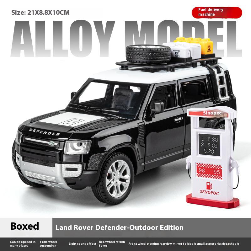 1:24 Land Rover Defender SUV Off Road Vehicle Alloy Diecast Sound & Light Car Model Collection Ornaments Toys With Children Gift