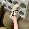 Fashion Outside Black Canvas Round Toe Slides Thick Shoes Women's Slippers and Ladies Sandals Height White Top Designs Small Size Unique