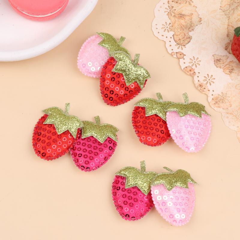 20Pcs Sequined Strawberry Patch Sewing Appliqued Sew On Clothes Decoration For Diy Hiarpin Accessories