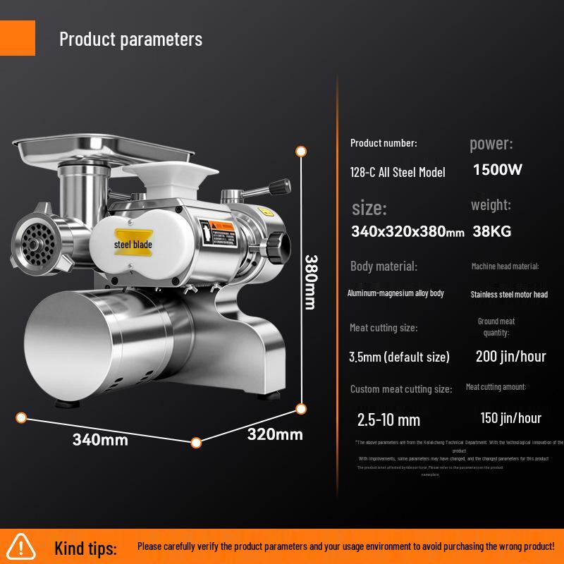 Kelaiheng Multi-Functional Meat Grinder Sausage Stuffer - Stainless Steel High-Power Chopper and Slicer