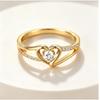 Korean-style Delicate Ring with Intertwined Heart-shaped Cubic Zirconia Simple Double-layer Ring with Diamond Accents