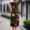 Women's One-piece Short Sleeve Flared Sleeve Loose Casual Floral Print Round Neck Dress