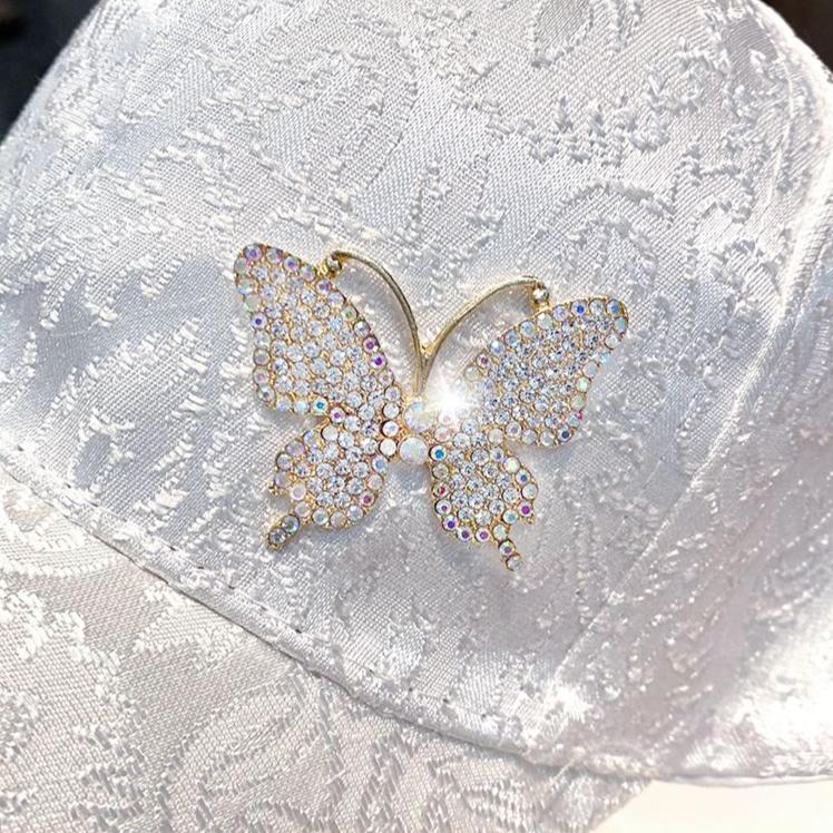 Şapcă de baseball cu fluture cu strass Copii Primăvară şi vară Stil străin Versatil Protecţie solară Vizor Şapcă cu model de dantelă