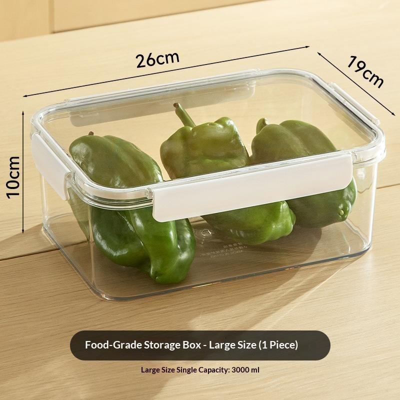 Clear Pet Crisper Box Leak-Proof Food Storage Container With Snap Locks & Silicone Seal For Fridge, Fruit, Bento & Meal Prep