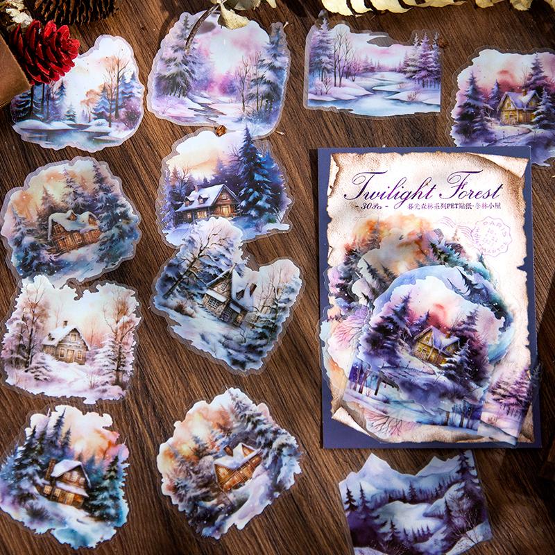 6 styles 30 pcs Twilight forest Series sticker Decorative Diy Diary Album Scrapbooking Material Junk Journal Supplies