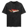 Vintage Washed Men's T-shirt with a Cute Shark Pattern a Stylish Men's Graphic T-shirt