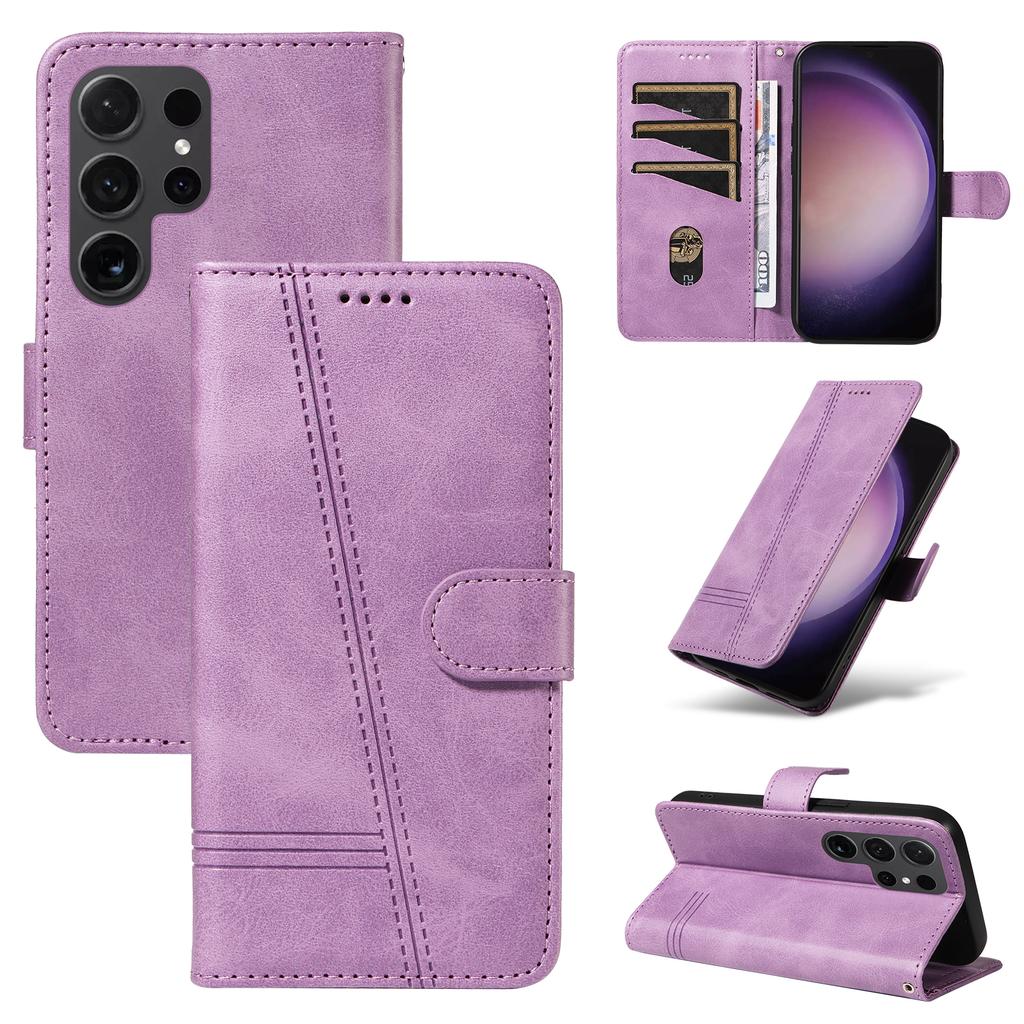 Emboss Lines Cards Solt Wallet Book Flip Leather Case For Samsung Galaxy S24 Ultra S23 Plus S22 S21 A55 A35 A25 A15 A14 Cover