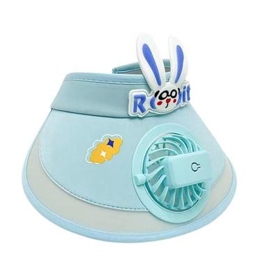 Kinder Sonnenhut mit Ventilator Hasenohren Große Krempe Sommer Sonnenhut Kinder Sonnenhut mit Ventilator Leerer Topfhut für Jungen und Mädchen