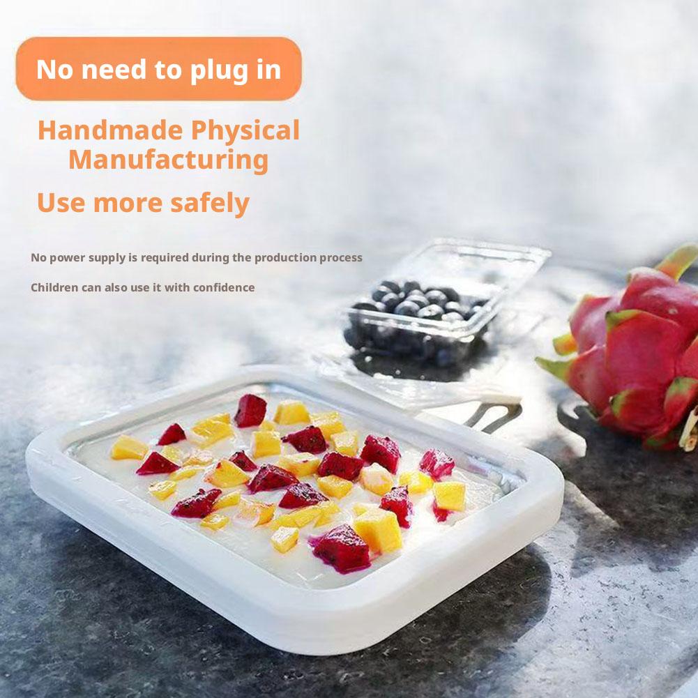 Ice Cream Maker Pan with 2 Scrapers Ice Cream Maker Plate Multifunctional Cold Sweet Food Plate Yoghurt Maker Ice Cream Machine