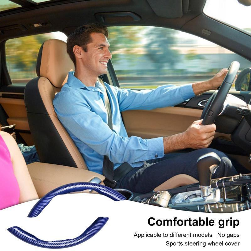 2 STK. Carbonfaser-Look Universal-Auto-Lenkrad-Booster-Abdeckung Rutschfestes Auto-Innendekorationszubehör für die Autodekoration