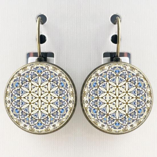 Femei etnice floarea soarelui Boemia rotundă Faux Bijuterie Clip Leaverback Cercei Bijuterii