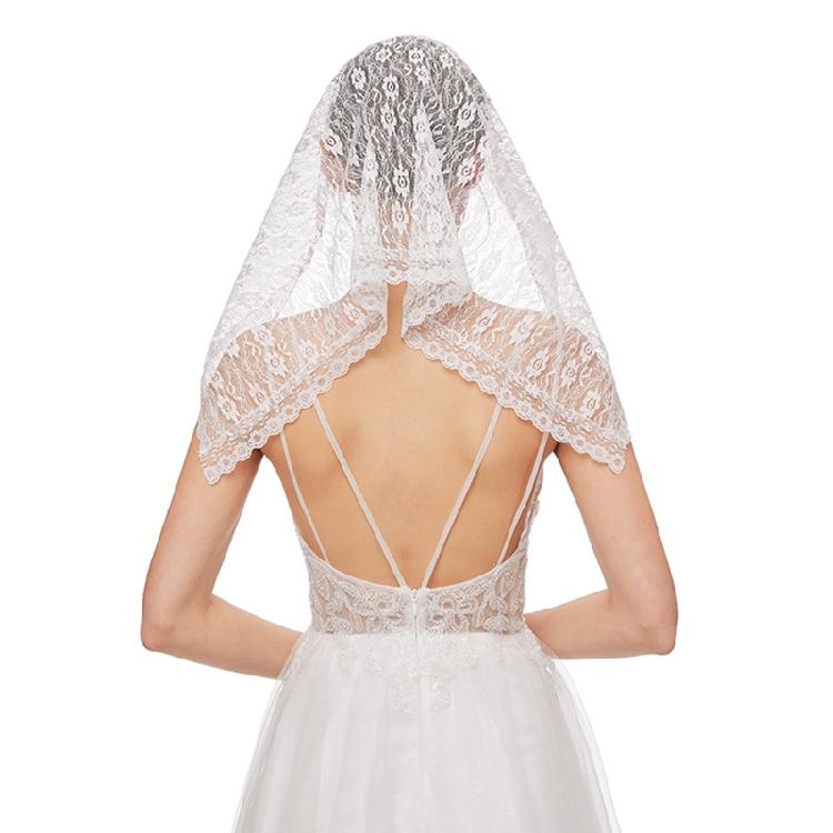 Lace Mantilla Veil Soft & Comfortable Floral Design for Head Covering for Women