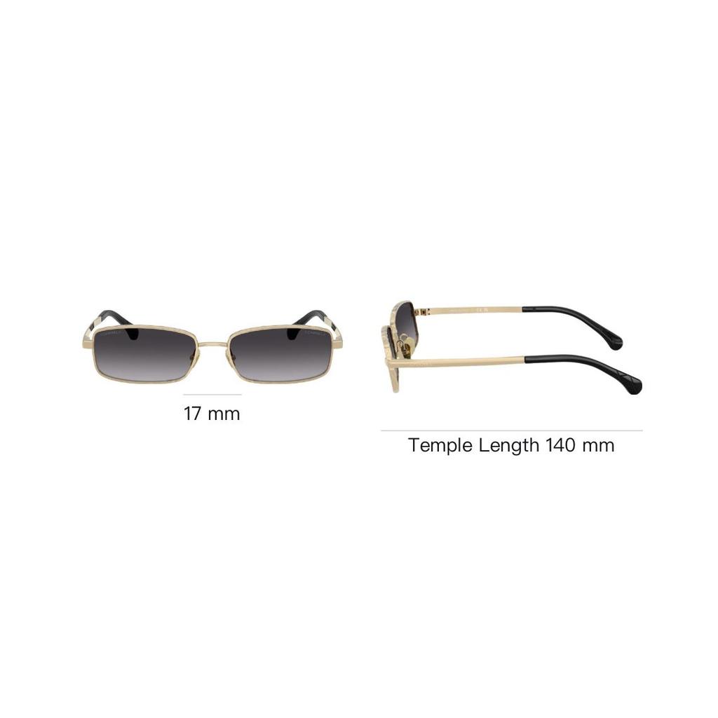 Chanel Gradient Design Metal Rectangular Sunglasses Unisex Sunglasses Light-Gold CH4295C134S6