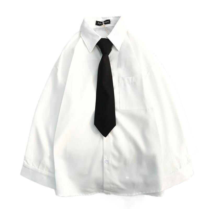 Shirt for Women Retro Long Sleeved Top Korean Loose Student Shirts Outside