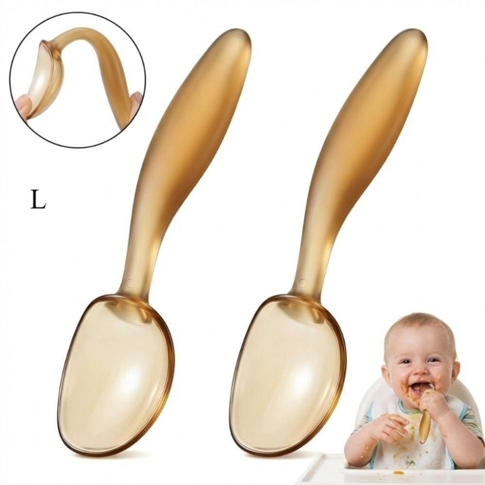 Silicone Baby Food Spoon Short Handle Learning To Eat Spoon New Baby Feeding Spoon Learning To Eat