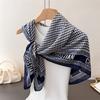 Thousand Birds Plaid Simulation Silk High-end Large Square Scarf Silk Scarf Printing Travel Shawl Scarf Sunscreen Headscarf Women's Scarf